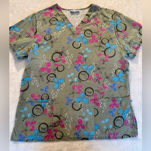 Scrubstar Gray Floral Scrub Top